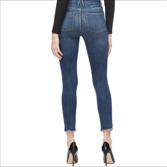 GOOD AMERICAN Good Legs Crop High Rise Raw Hem Distressed Denim Jean Size 25 - Picture 7 of 13